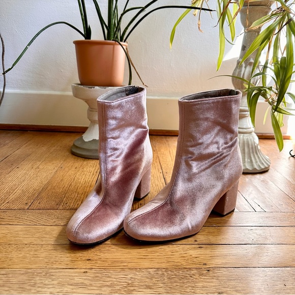 Free People Shoes | Free People blush velvet booties - Picture 4 of 7